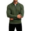 Men's Casual Long-Sleeve Half-Zip Collared Pullover in Color