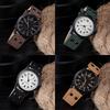 Orologio militare al quarzo sportivo con cinturino in pelle, datario, vintage, classico, da uomo