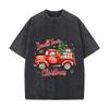 Small Town Christmas Vintage Red Truck Tree Gifts Washed Vintage Short Sleeve Loose Streetwear Tee
