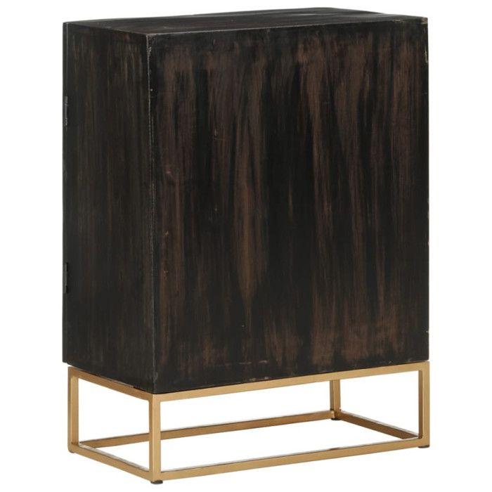 VidaXL Buffet Noir 55x34x75 cm Bois massif de manguier et fer 351679