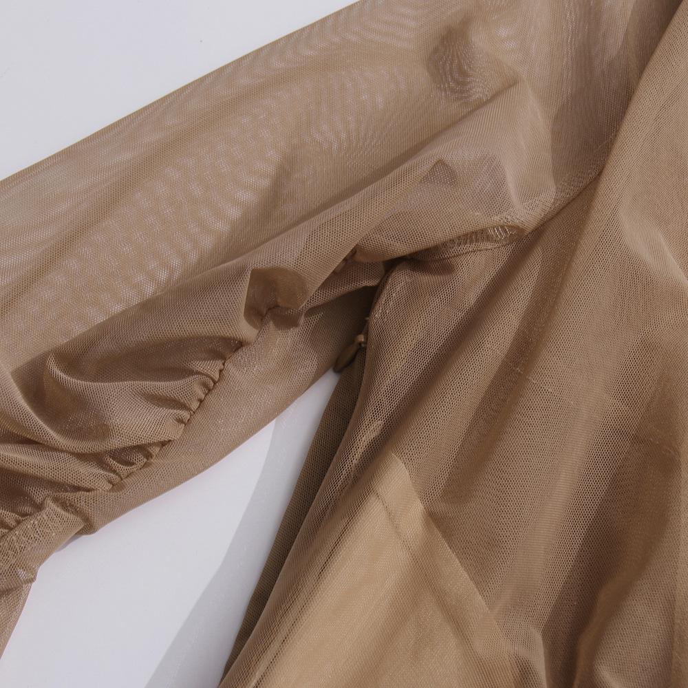 2026 Sommer Damen V-Ausschnitt Netz Faltenkleid - Sexy, Figurbetont, Einfarbig, Kurzer Durchsichtiger Stil