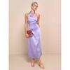 Foreign Trade Order Lu's Personalized Niche Design Oblique Collar Smooth Fabric Purple Lady Sleeveless Backless Elegant Dress