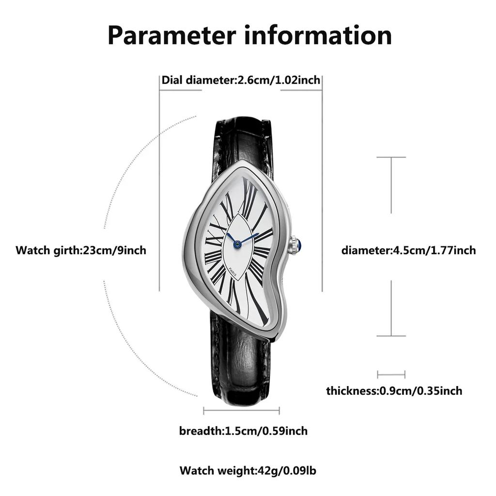 PINTIME Średniowieczne Zegarki Obcych Rozpadają Się Topią i Skręcają Y2K Męski Retro Skórzany Pasek Moda Zaawansowany Niszowy Design Zegarek Kwarcowy