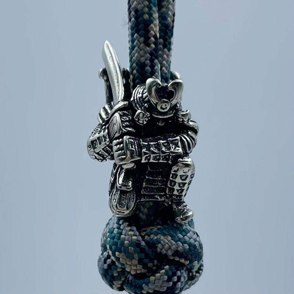 Japanese Broadsword Samurai Paracord Woven Bracelets Beads Brass Pendants Hangings Charms DIY Backpack Lanyard Pendants EDC