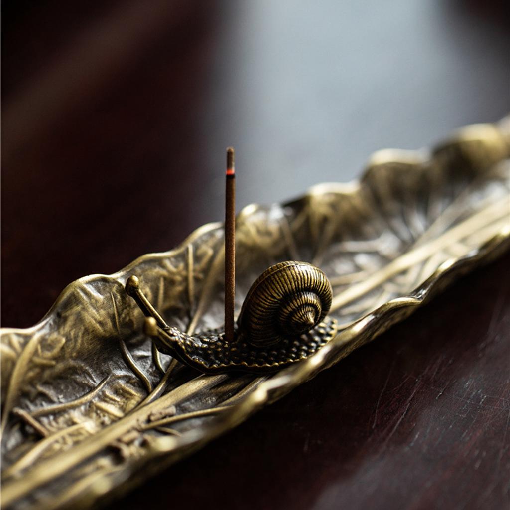 Bronze Leaf Incense Holder for Stick Vintage Alloy Lotus Burner for Home Tea Room Zen Decor