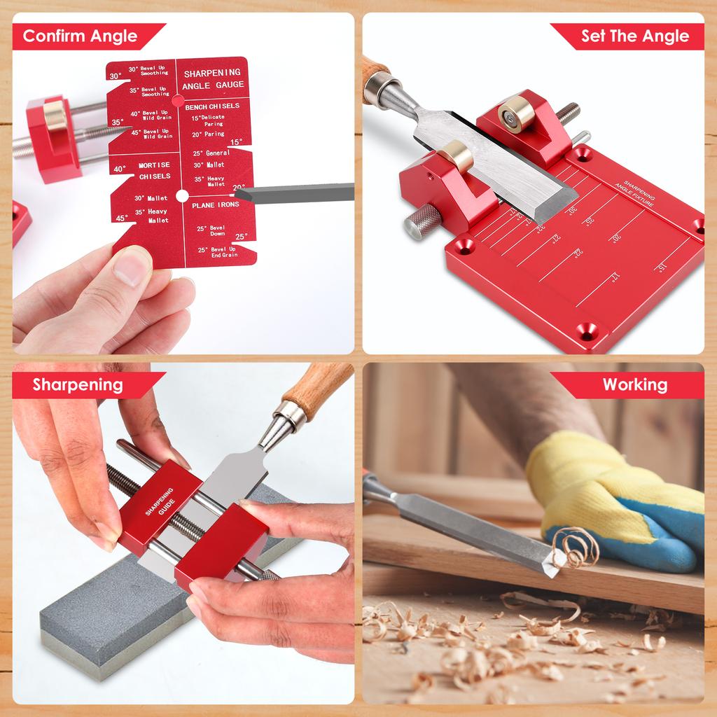 Honing Guide Tool Aluminum Alloy Chisel Sharpening Jig Adjustable Woodworking Sharpener Bracket Angle Fixture Wood Chisel