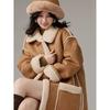 KAISER Women's Lapel Long Toggle Faux Fur Winter Coat