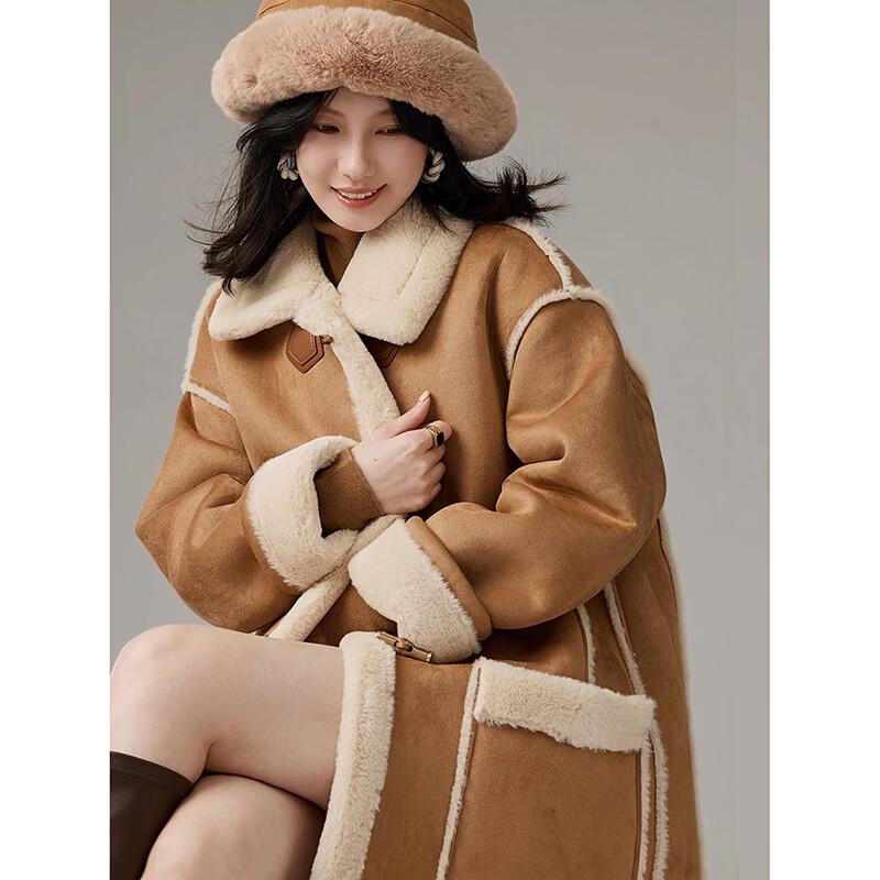 KAISER Women's Lapel Long Toggle Faux Fur Winter Coat
