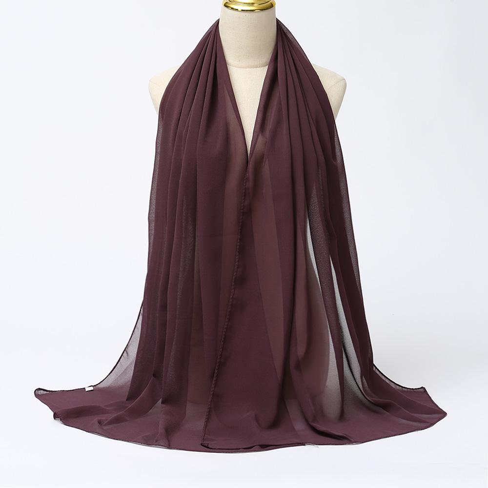 Muzułmańska Chiffonowa Szal Hijab Kobiety Długi Jednolity Kolor Nakrycie Głowy Dla Kobiet Hidżaby Szaliki Panie Muzułmańska Woalka Hidżaby z Jerseyu