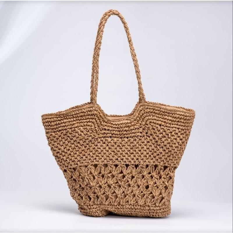 

Hollow paper rope straw bag seaside hand-woven bag large capacity shoulder tote bag women s vacation beach bag welt zipper хаки