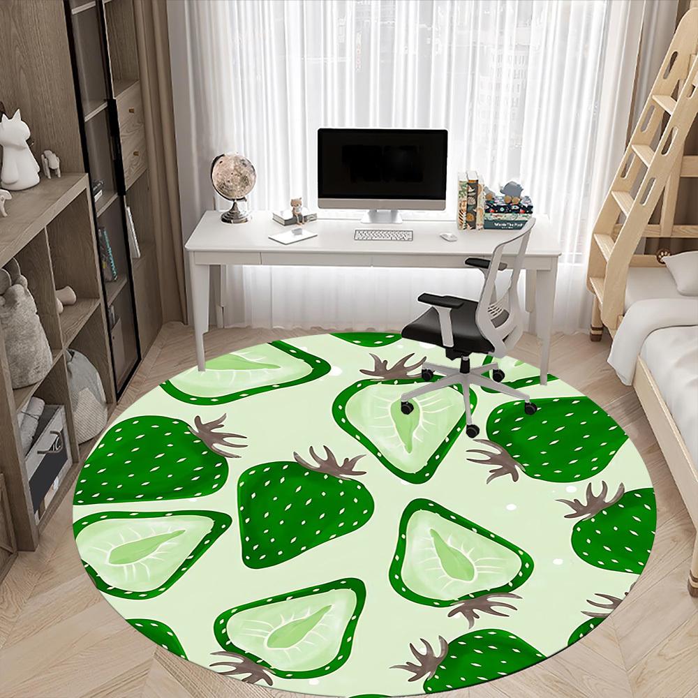 1pc Cactus Pattern Office Round Area Rug, Indoor Mat Suitable For Office, Under Office Chairs Bedroom Living Room Home Decor, Room Deco