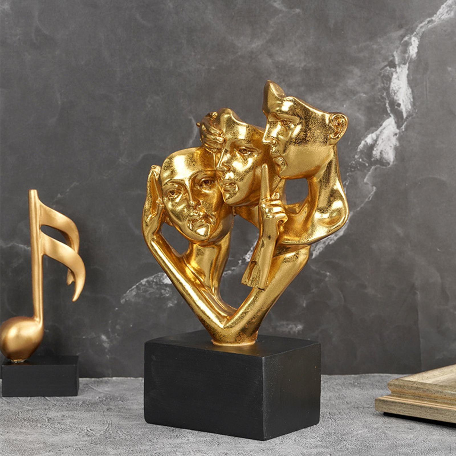 

Modern Golden Creative Statue Resin Figurines Abstract Sculpture Collectible for Shelves, Table,