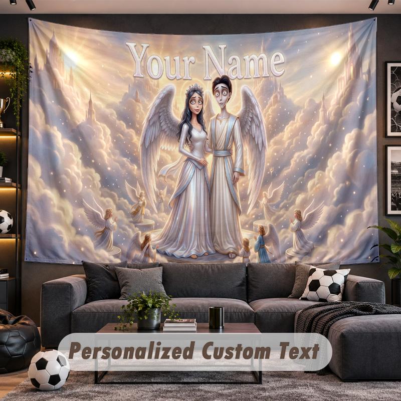 Corpse Bride Emily Victor Personalized Tapestry Support Custom Name, Wall Art Home Decoration