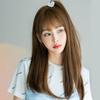 Women's Long Straight Wig with Air Bangs - Age-Reducing Fluffy Hairpiece