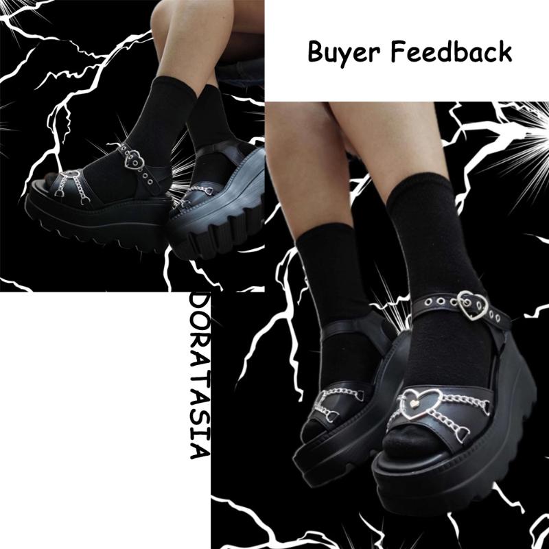 Mode INS Marke Herzschnalle Peeptoe Damen Sandalen Punk Goth Plateau Schuhe Mode Cool Lässig Bequem Freizeit Sommer