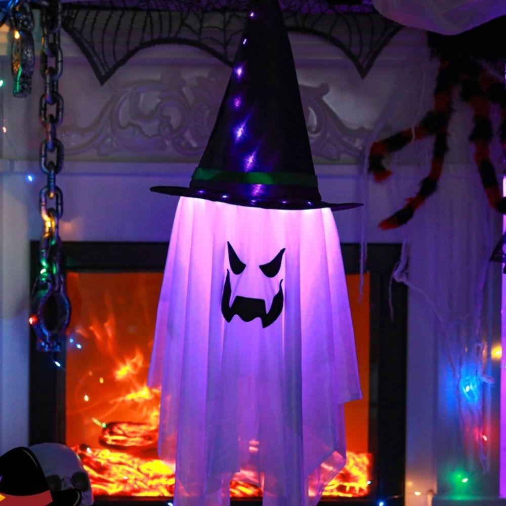 Papery Halloween Hanging Ornament Movable Decorative LED Light Hanging Halloween Ghost  Indoor