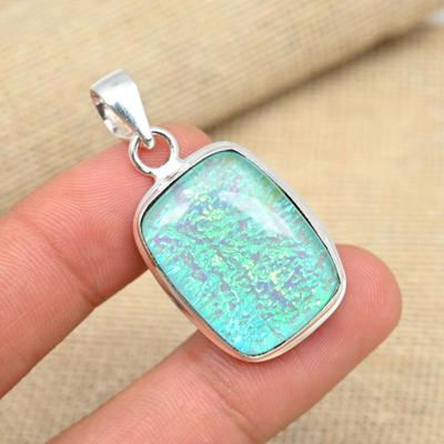 Blauer australischer Triplet-Opal-Edelstein aus massivem 925er-Sterlingsilber, handgefertigter Anhänger-Schmuck