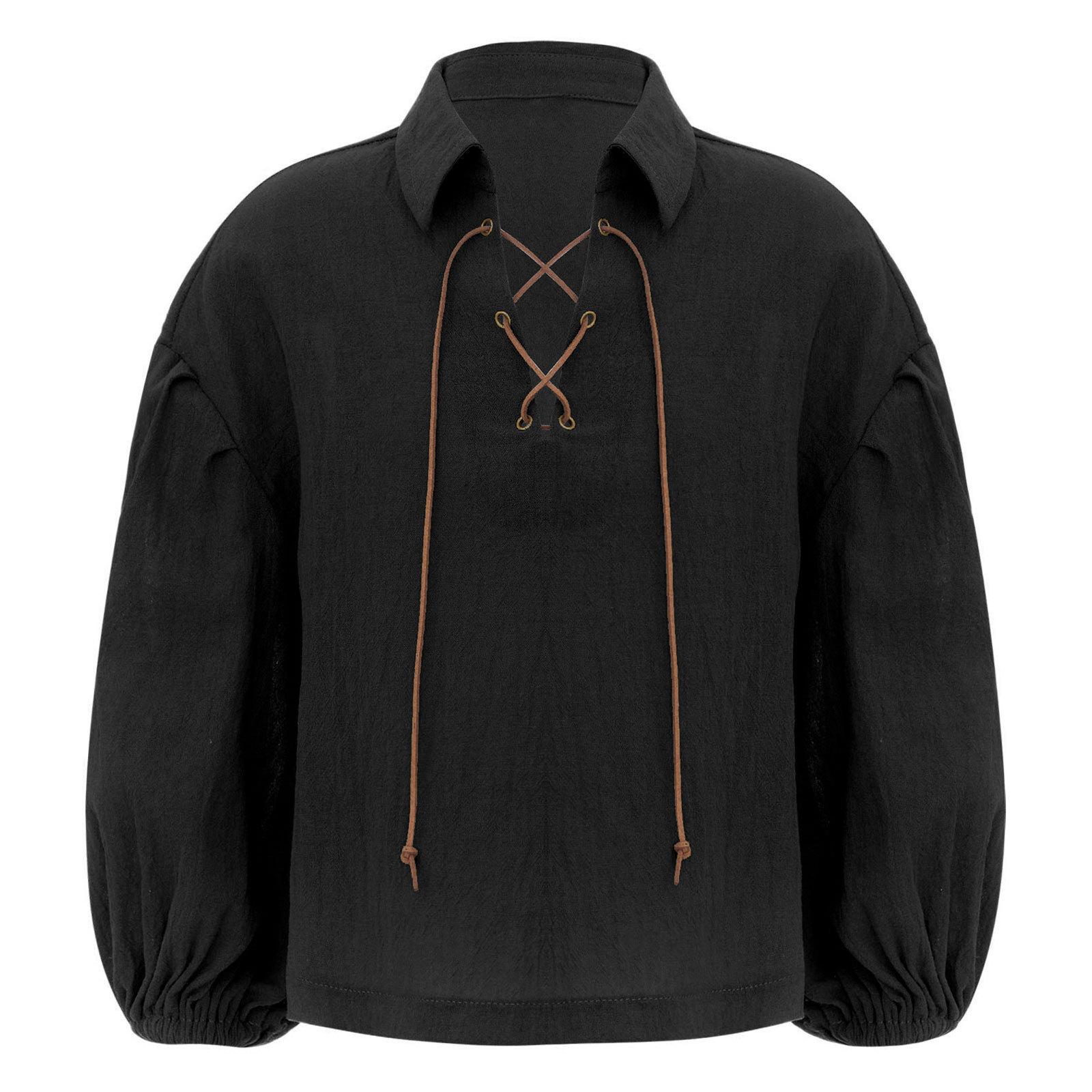 

Хлопчача Середньовічна Піратська Сорочка Вікінг Ренесанс Топ на Шнурівці Найманець Хелловін Костюм для Рольової Гри Вбрання 8-10 Years