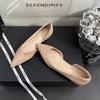 French Side Empty Nude Flat Shoes Women's 2025 Summer New Temperament Casual Versatile Professional Pointed Single Shoes