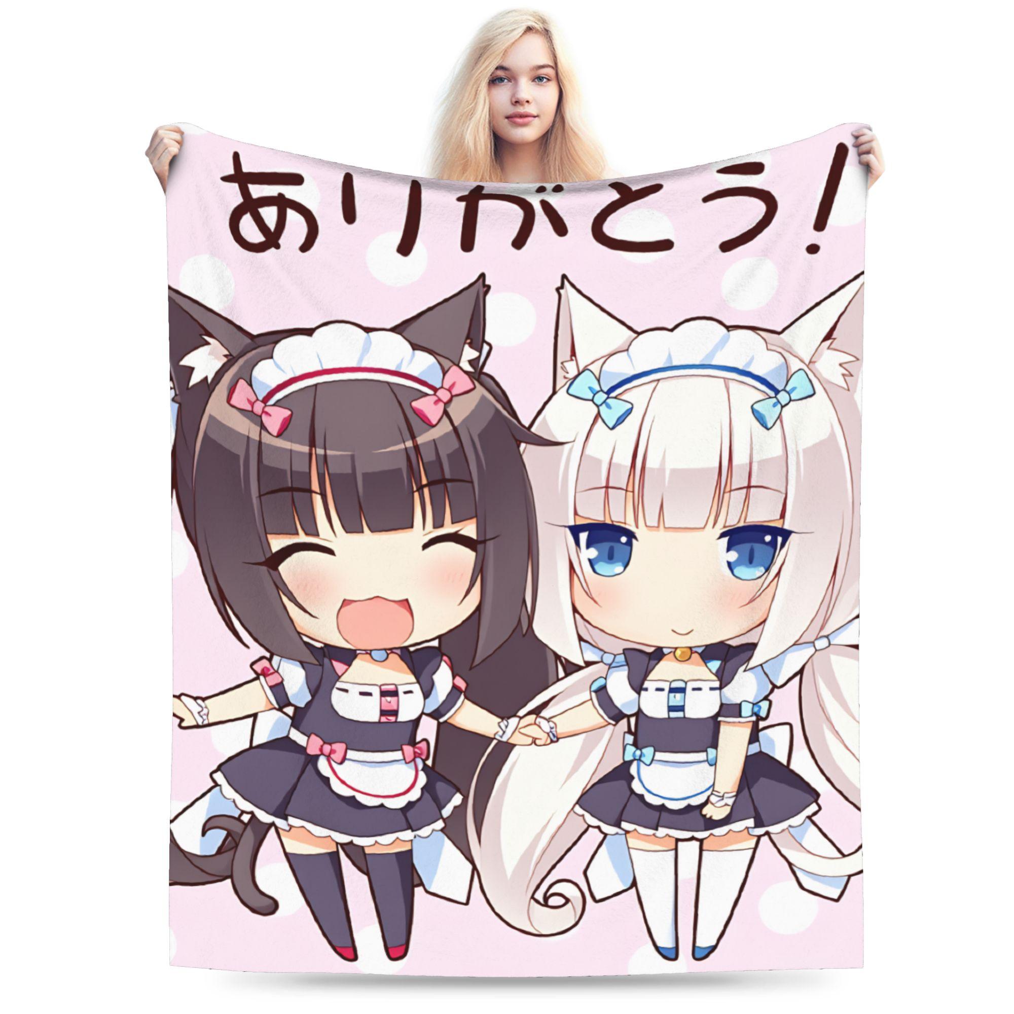 Nekopara Warm Soft Blanket Child Plush Throw Blanket Pattern Living Room Flannel Bedspread Sofa Bed Cover 75X95CM