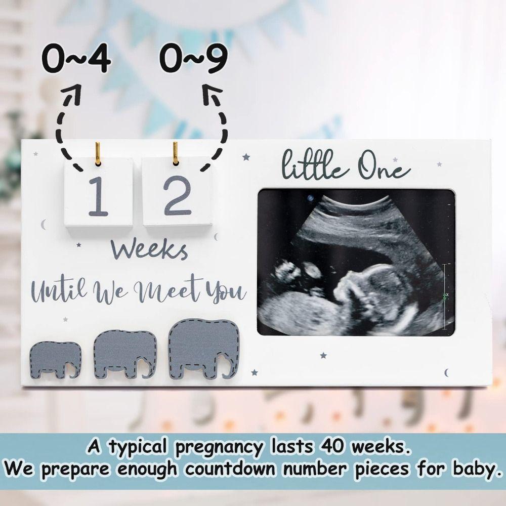 Wooden Sonogram Picture Frame Countdown Weeks Pregnancy Gift Ultrasound Photo Frame Pregnancy Must Haves Announcement