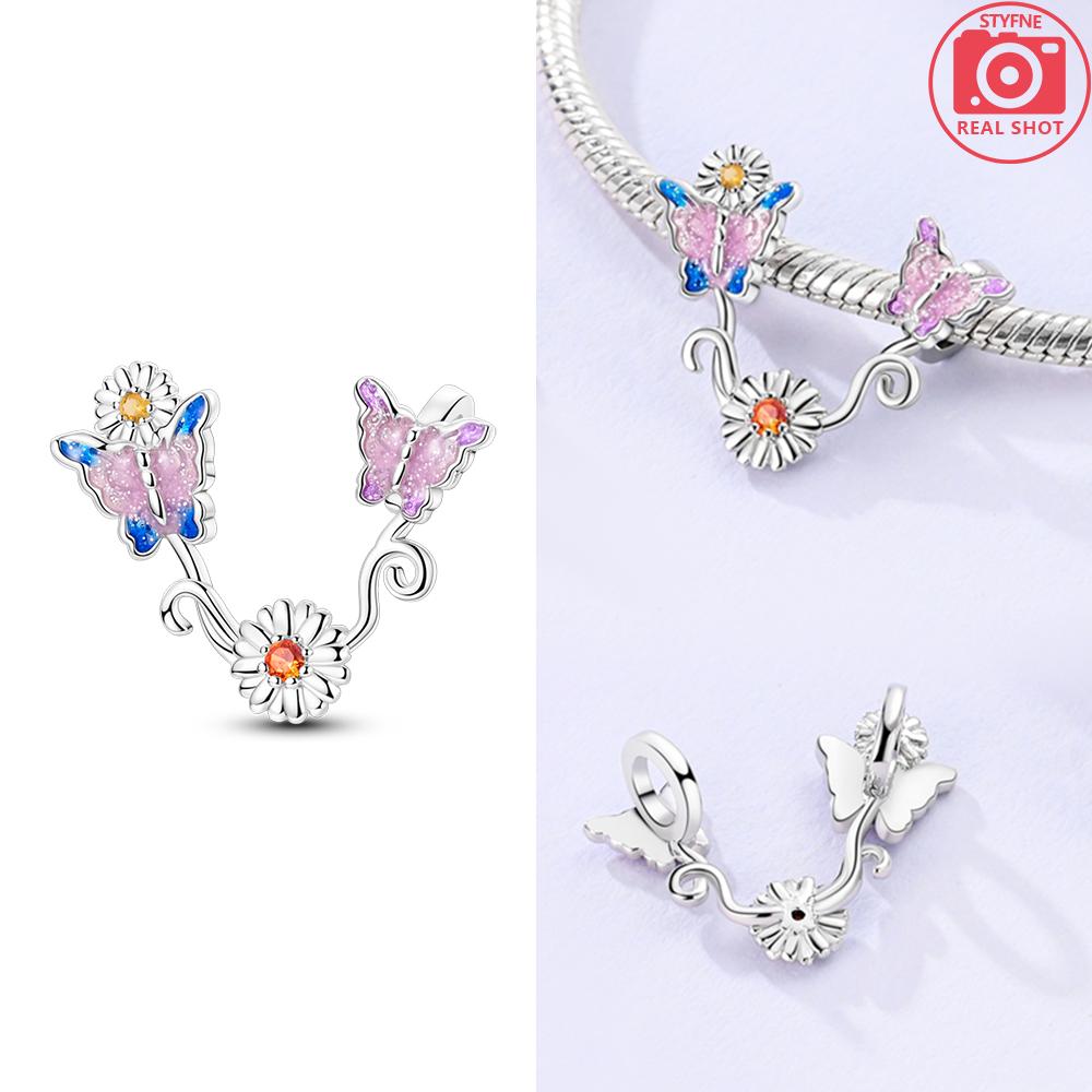 Colorful Butterfly Sparkling Zircon Fashion Copper Charms Beads Fit Qikaola Original Bracelets Diy Anniversary Jewelry