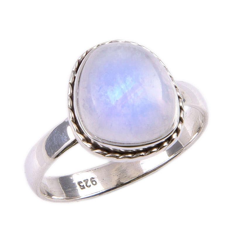 Natural Rainbow Moonstone Gemstone 925 Solid Sterling Silver Ring Size 8 S0i56