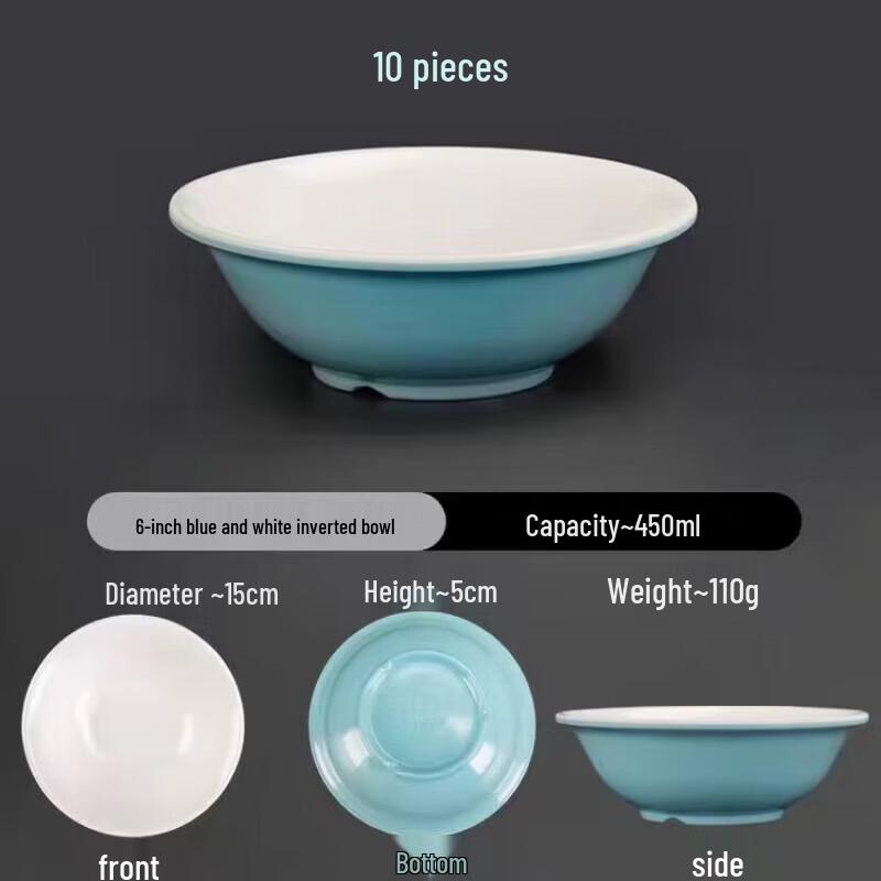 Melamine Commercial Serving Bowls (10-Pack)