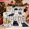Blanket 1pc Cute Cartoon Cats Pattern 2D-printed Flannel Throw Blanket-soft and Cozy Suitable for Use On the Sofa While Traveling