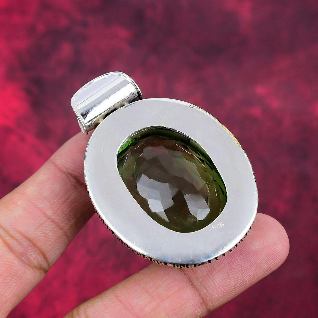 Tsavorit Anhänger, 925 Sterling Silber Edelstein Schmuck, handgefertigter Anhänger, für Thanksgiving