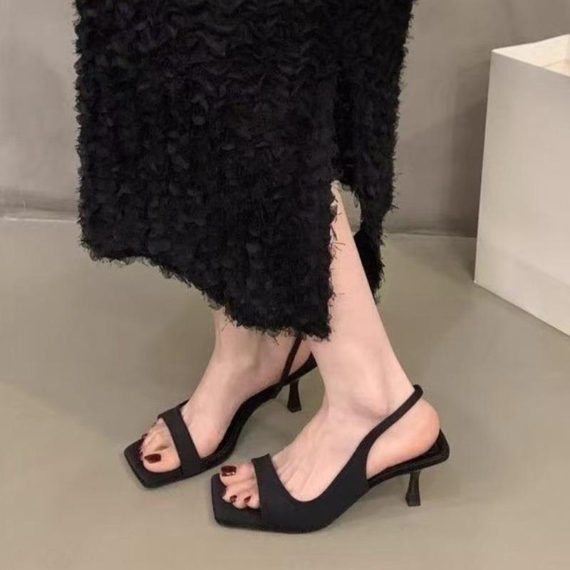 Fashion Temperament Stiletto Sandals Women's Summer New Square Toe Open Toe with Skirt Wear Fish Mouth Roman High Heels