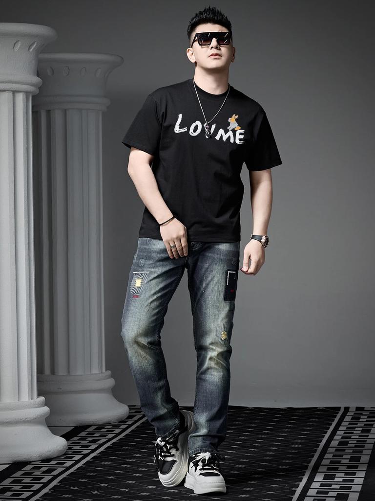 European and American Style Trendy Brand Cartoon Print Short-Sleeve T-Shirt for Men, 2026 Summer New Round Neck T-Shirt Half-Sleeve Top