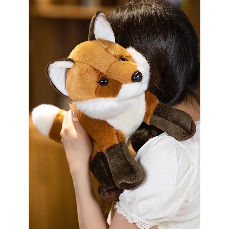 Fox Simulation Ornament Gift Plush Animal Plush Toy Doll Soothes Sleeping Gift Pillow