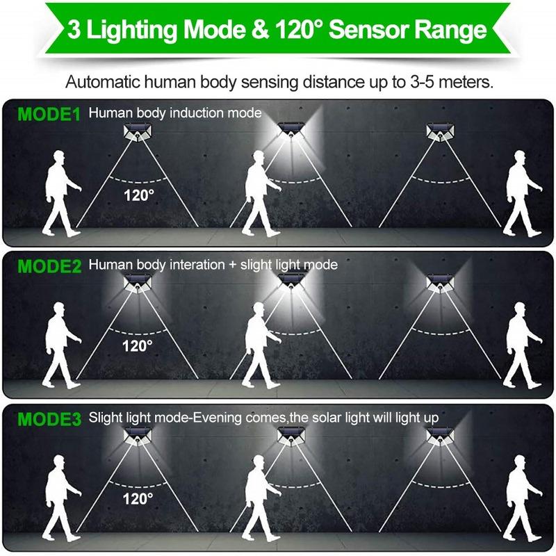 100 LED Solar Light Outdoor Solar Lamp Powered Sunlight Waterproof PIR Motion Sensor Street Night Light for Garden Decoration