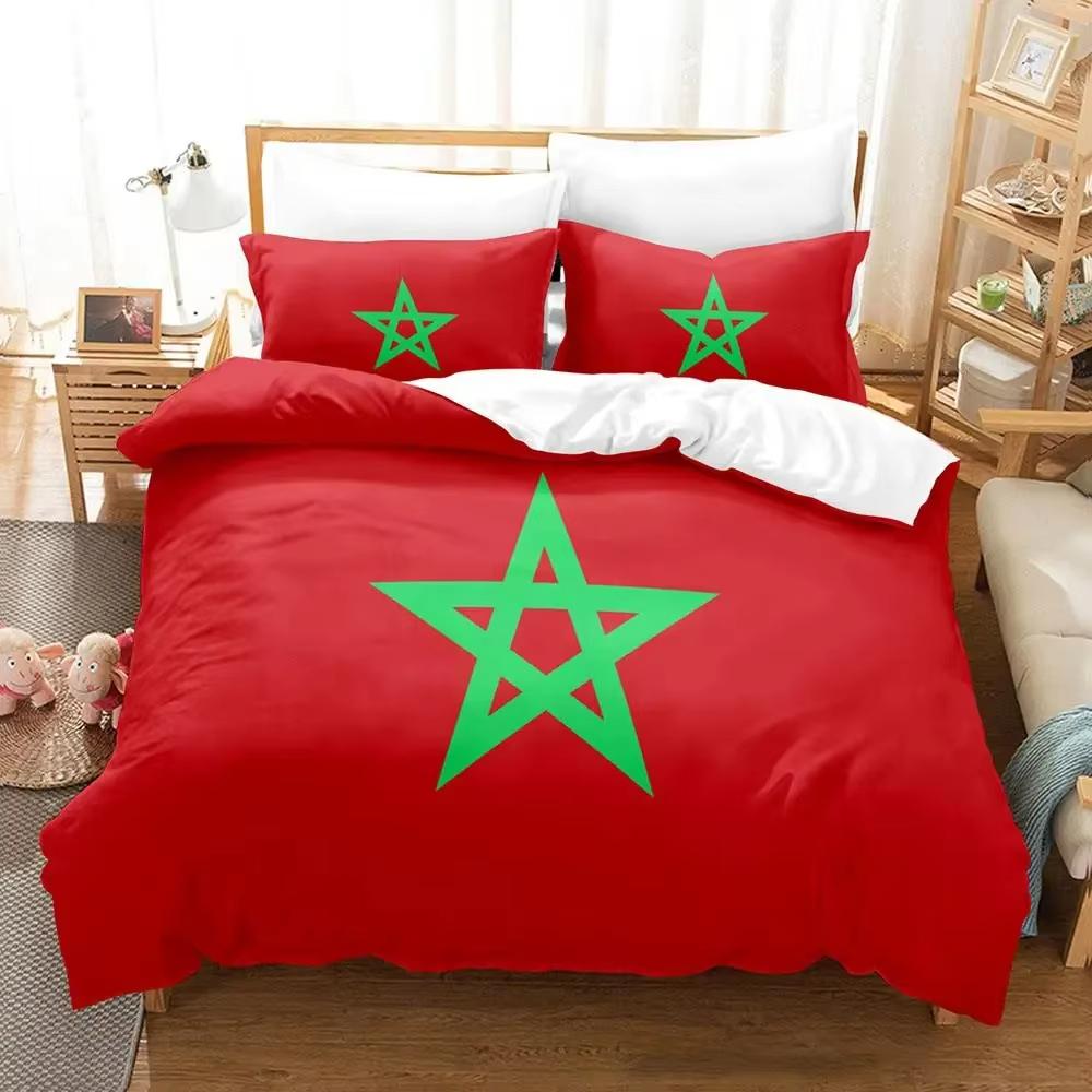 Neu 3D Druck Marokko Flagge Bettwäsche Set Jungen Mädchen Twin Queen-Size Bettbezug Kissenbezug Bett Kinder Erwachsene Mode Home Textilien