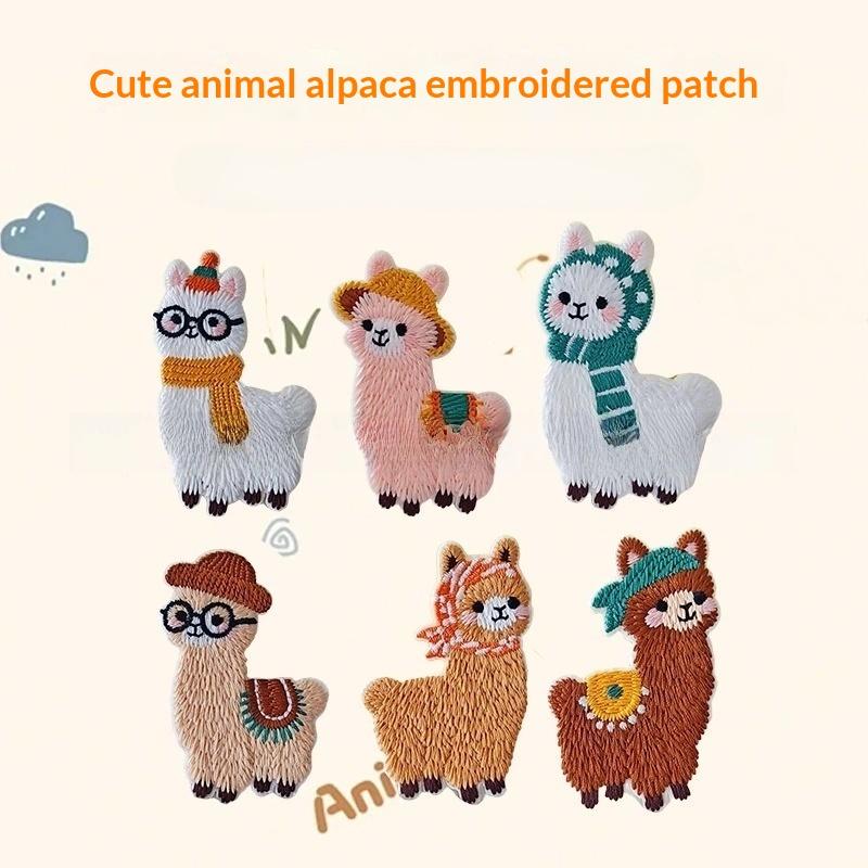 

6Pcs Cartoon Llama Computer Embroidery Patch Towel Embroidery Patch For Clothing Decoration Bag Repair Durable Fabric Sticker 6pcs
