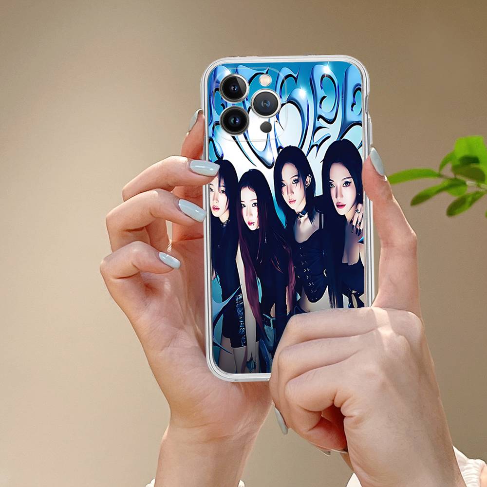 KPOP A-aespa For IPhone 11 12 13 14 15 16 17 Pro Max Plus Air Transparent Clear Shockproof Case