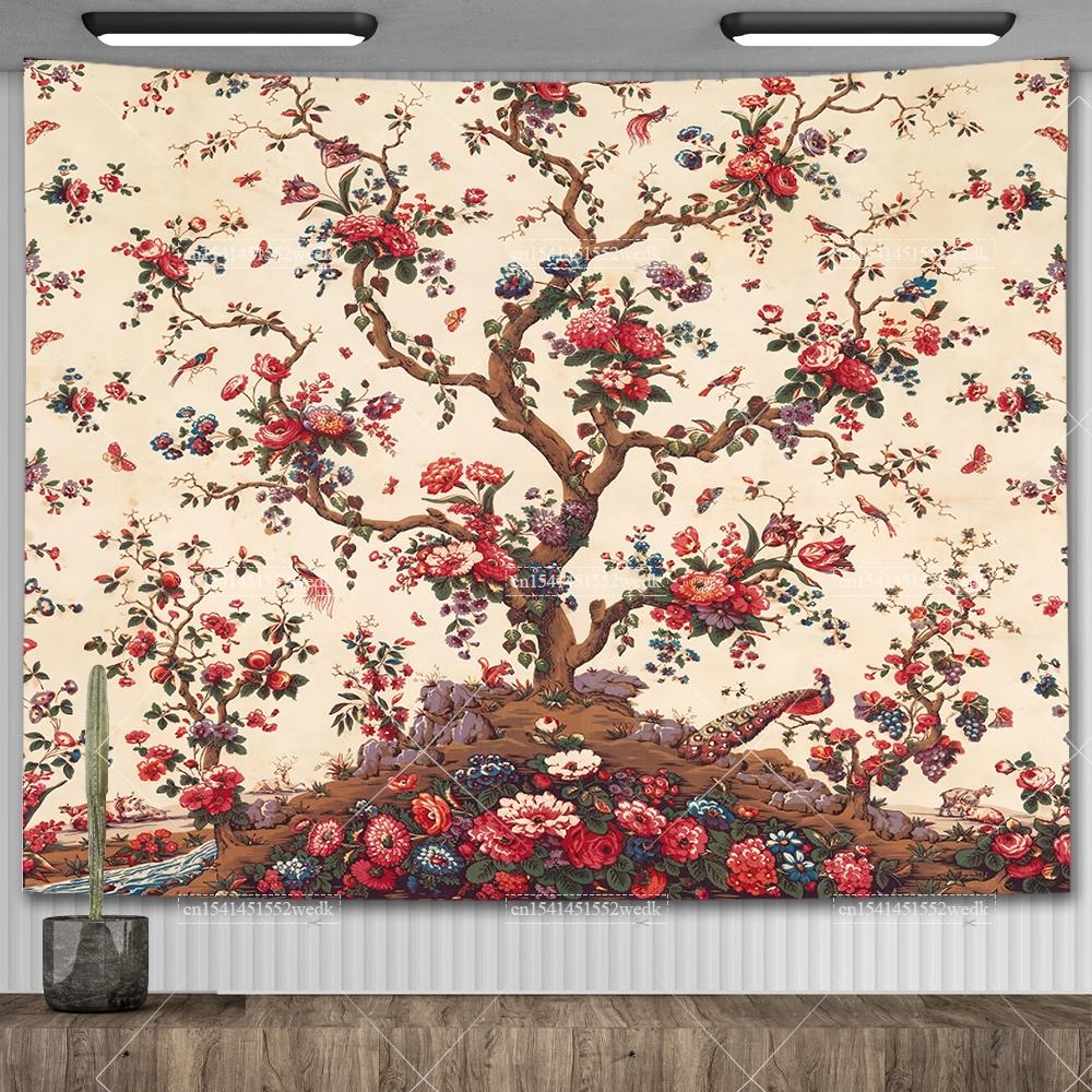 

Винтажный гобелен с изображением дерева, настенная живопись, акварельные картины, эстетическое украшение спальни, ботанические гобелены для домашнего праздника, фоны 29x37in 74x94cm