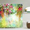 Colorful Tulip Rose Flowers Trees Shower Curtain Bathroom Curtains Nature Flower Waterproof Polyeste Fabric Bathtub Decorate