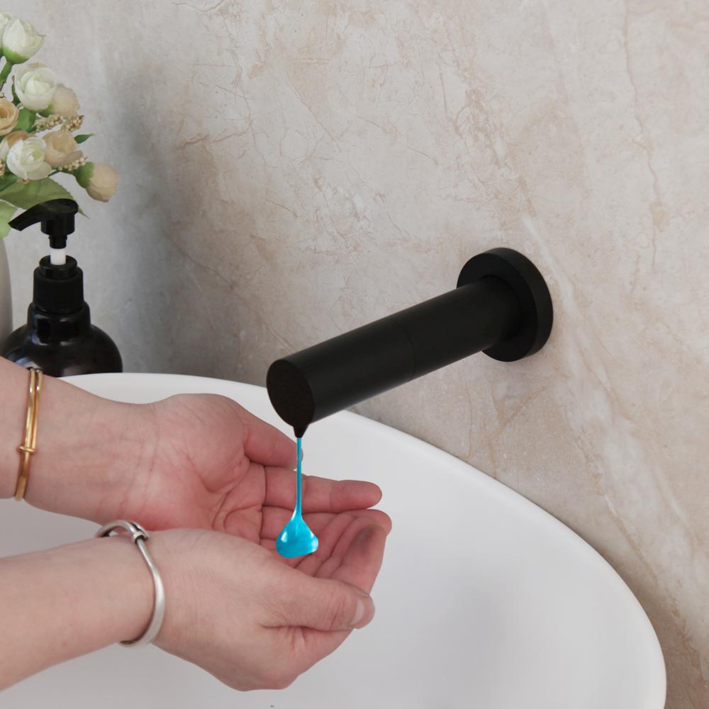 500ML Auto Touch Sensor Faucet Wall Mounted Black Brass Bathroom Soap Dispenser Ceramic Automatic Liquid Soap Dispenser чёрный