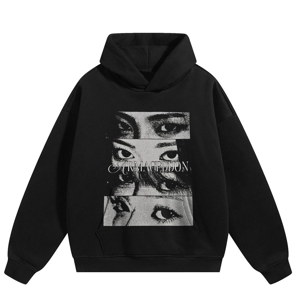 

Streetwear Eyes Graphic Pullover Unisex Oversized Hoodie 3XL чёрный