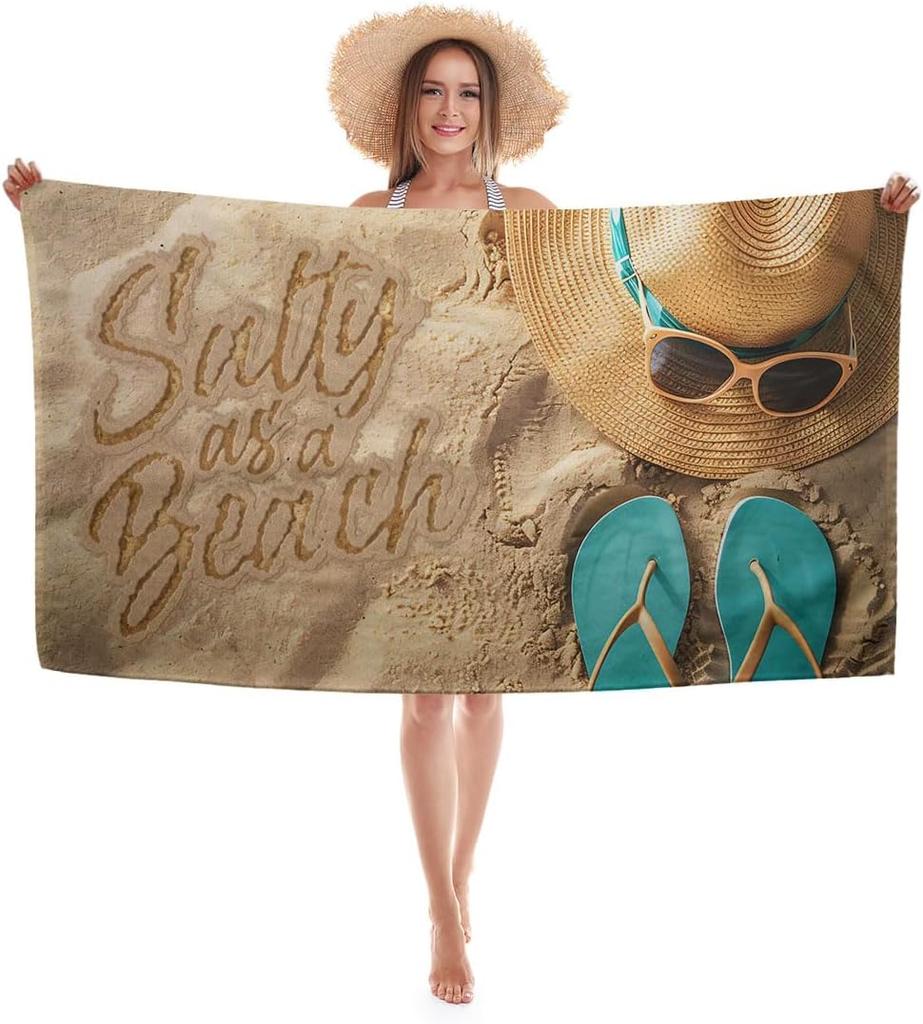 Funny Retro Beach Towel, Colorful Hilarious Design Quick-Dry Sand-Free Bath Towel for Vacation, Cruise and Party