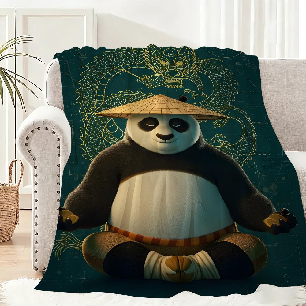 Kung Fu Panda Throw Lightweight 240g Flannel Blanket Soft Skin-friendly for Summer Cooling