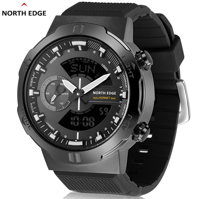 

Мужские цифровые часы NORTH EDGE HORNET, спортивные часы для бега и велоспорта, водонепроницаемые, 50 м, с подсветкой мирового времени, наручные часы чёрный