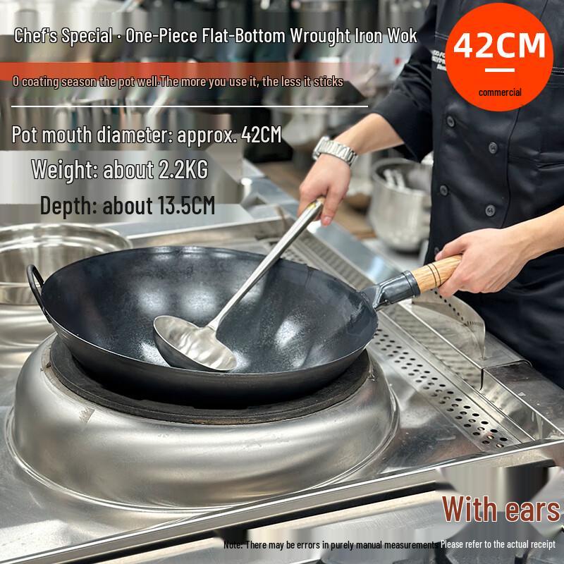 Hand-Forged Pre-Seasoned Commercial Iron Wok