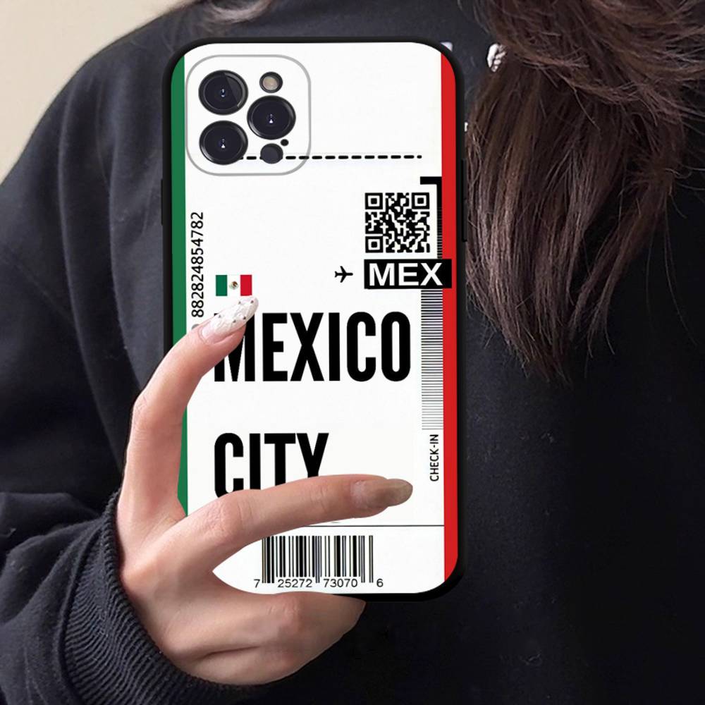 Funny World City Tourist Ticket Label Black Phone Case For Iphone 17 Air 16 15 14 13 12 11 Pro Max Plus Back Cover TPU Soft Case