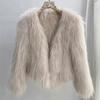 Womens Faux Fur V-Neck Short Coat In Chic Tweed Style Thick Warm Winter Outerwear Office Casual Wear