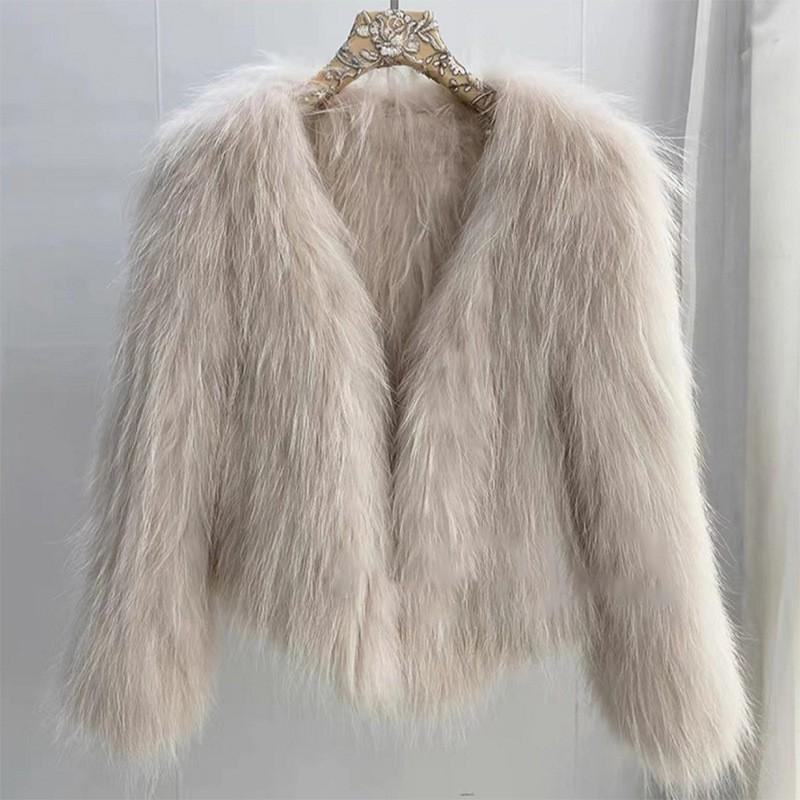 Womens Faux Fur V-Neck Short Coat In Chic Tweed Style Thick Warm Winter Outerwear Office Casual Wear