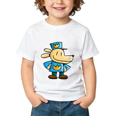 100% Cotton Dog Man Cartoon Children's T-Shirt Anime Print Kids Tees Cute Boys Girls Tops O-Neck Short Sleeve Summer Toddler