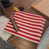 2023 Canvas Cosmetic Pouch Women Striped Makeup Case Organizer Tassel Cosmetic Travel Toiletry Bag Canvas Beauty Case
